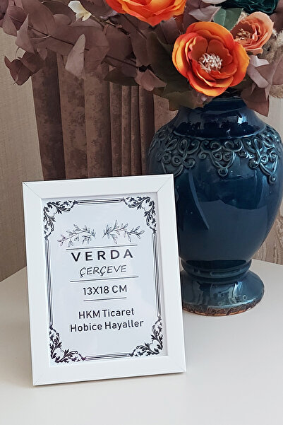 Verda Çerçeve 13X18 cm Photo Frame! Decorative Desktop Frame with Wooden Legs and Pvc Glass!
