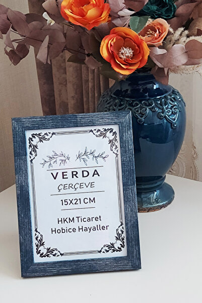 Verda Çerçeve 15X21 cm Photo Frame! Decorative Desktop Frame with Wooden Legs and Pvc Glass!