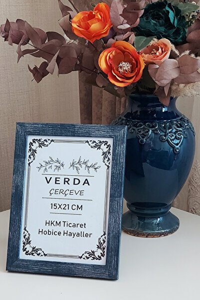 Verda Çerçeve 15X21 cm Photo Frame! Decorative Desktop Frame with Wooden Legs and Pvc Glass!