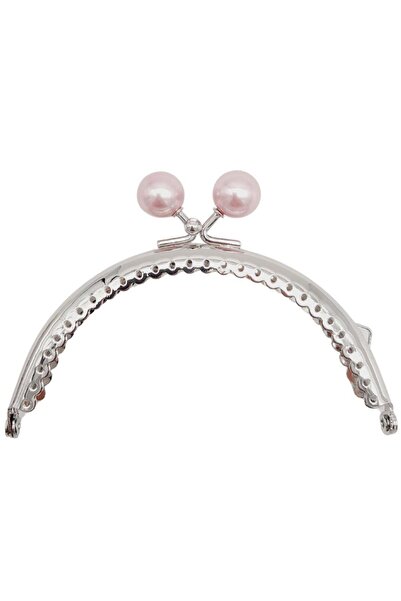 angel çanta aksesuar Angel Çanta Aksesuar 10.5 cm Gümüş Metal Pudra Toplu Oval Cüzdan Klipsi Çanta Bursu Model 2