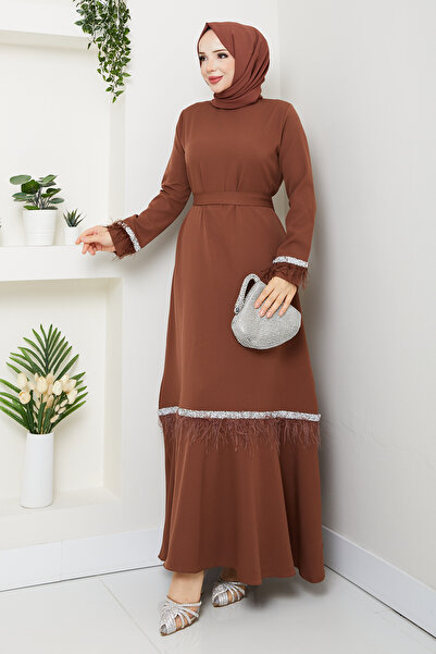 modapark.ist Women's Feather and Stone Detailed Dress