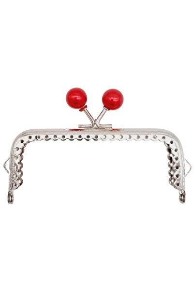 angel çanta aksesuar Angel 10.5 سم محفظة فضية معدنية باللون العنابي - مشبك مح...