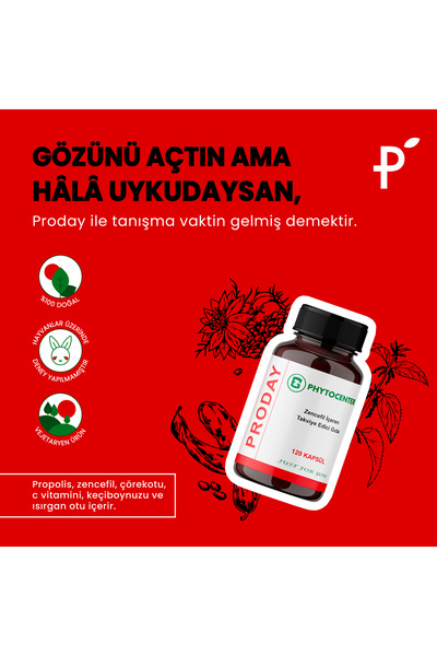 PHYTOCENTER Proday Propolis, Zencefil Ve C Vitamini Içeren Takviye Edici Gıda 120 Kapsül