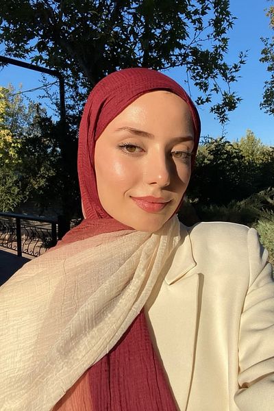 Mooncorn Σάλι Gradient Muslin Ecru