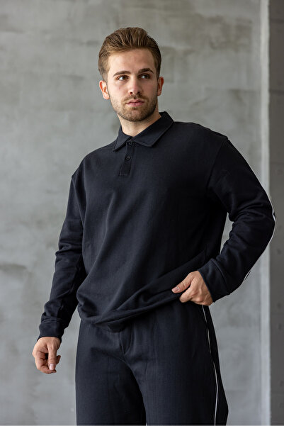 DARK MODA Ανδρικό σετ φόρμας oversized με ρίγες κάτω από το επάνω μέρος