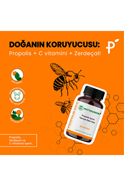 PHYTOCENTER Propolis, Zerdeçal Ve C Vitamini Içeren Takviye Edici Gıda 60 Kapsül