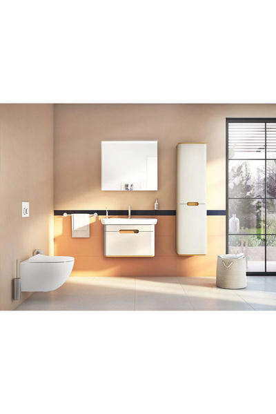 VitrA Sento Çamaşır Sepetli Boy Dolabı, Ayaksız, Sol, Mat Açık Gri, 66004
