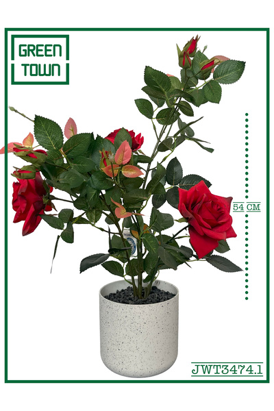 GREEN TOWN مينى روز احمر صناعي 54 سم