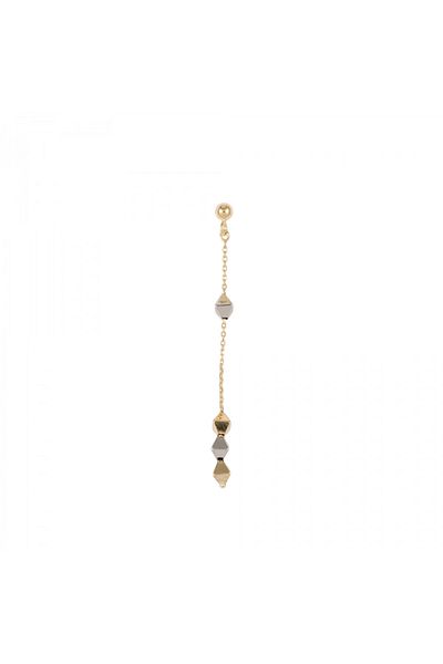 Sandra Ferretti Cercei din Aur Galben de 18K cu Lant Diamantat si Romburi Multicolore Albe, Galbene, 1.50g