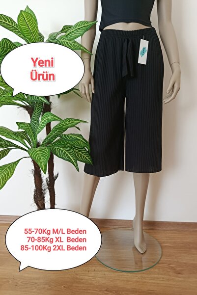 VİP BERA TEKSTİL Kadın Fitilli Çizgili Penye Raporlu Pamuklu Bermuda