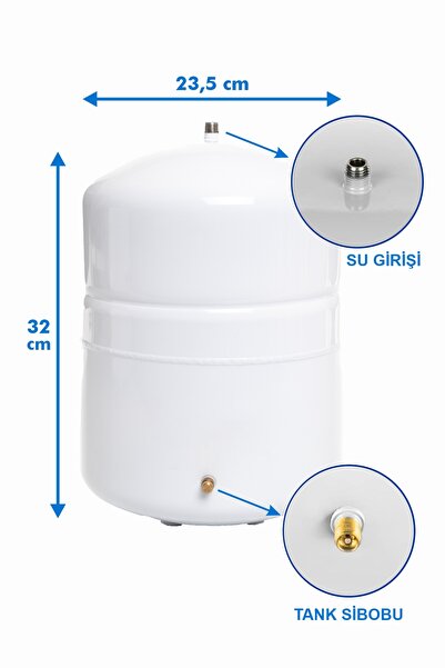 Alfa Dükkan 8 Litre Çelik Su Arıtma Tankı 2.2 gallon metal arıtma tankı