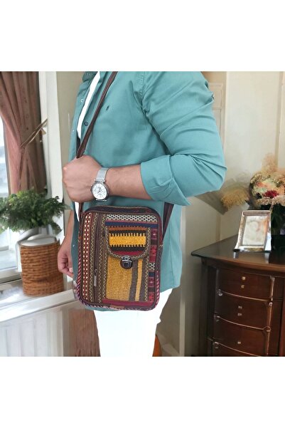 Wotrart Etnik Desenli Askılı Omuz Çantası, Kilim Çanta, El Yapımı Otantik Çan...