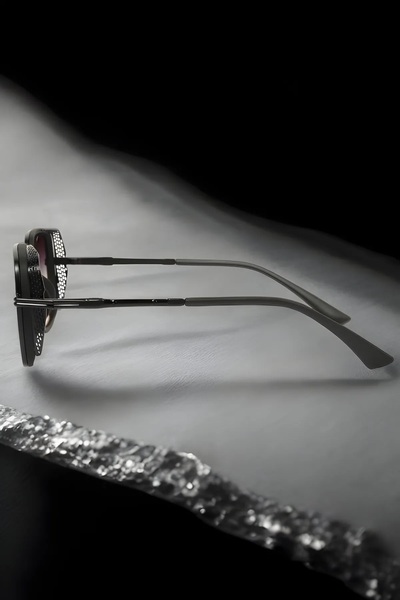 MACERATİ Izara Unisex Black Rectangular Frame Colored Glass Uv400 Sunglasses