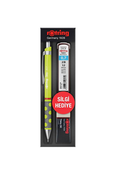 Rotring Tikky Versatil Limon Yeşili Uçlu Kalem 3 Lü Okul Seti Silgi Hediye