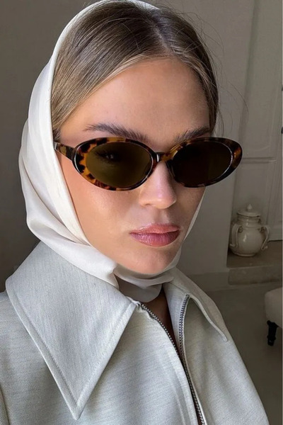 Chunky Frame Leopard Cat Eye Vintage Oval Sunglasses