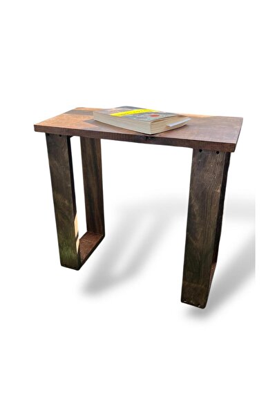 The N Wood Dekoratif Masif Çam Ahşap Yan Sehpa 60x28