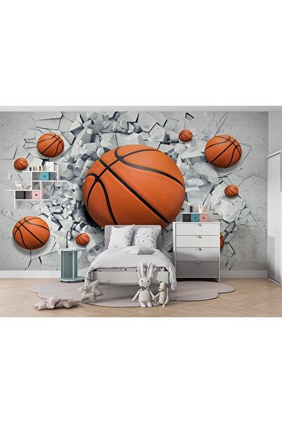 Özel Duvarlar 3 Boyutlu Çatlak Duvar içinde Basketbol Topu Duvar Kağıdı