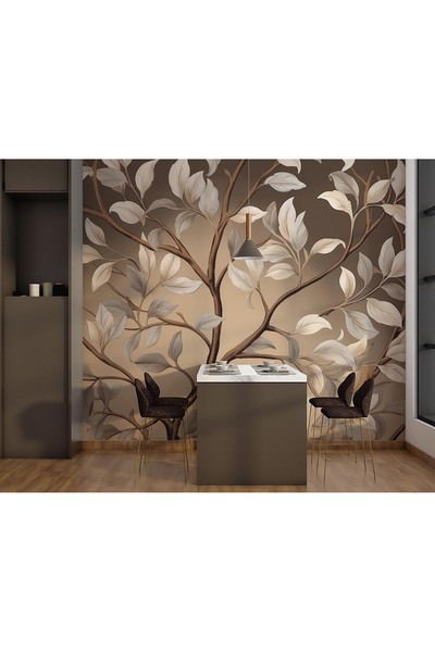 Özen Duvar Kağıtları Ağaç dalları ve Yapraklar Duvar Kağıdı , Vintage duvar k...