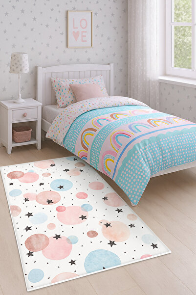 Bebişim Halı Puantiyeli Yıldız Desenli Çocuk Odası Halısı