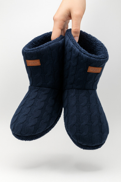 fluffy Чоловічі домашні капці - трикотаж, полярний, плюшевий внутрішній шар, товста і нековзна підошва