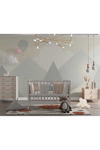 Genel Markalar Soft Renklerde Bulutlar ve Dağlar Çocuk Odası Duvar Kağıdı