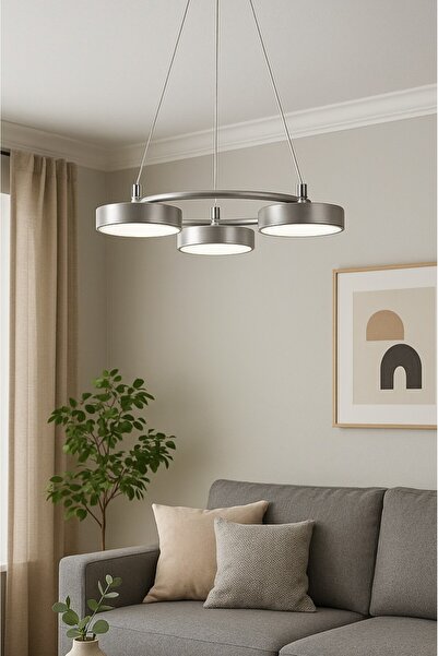 Modavize Parla Modern Salon Yatak Odası Giyinme Odası Mutfak Beyaz Işık Ledli Renk 3 lü Led Avize