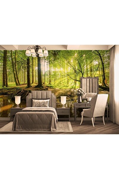 Özen Duvar Kağıtları Muhteşem Orman Ve Göl Manzarası Duvar Kağıdı