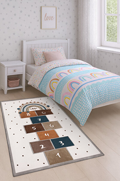 Bebişim Halı Eğitici Seksek Gökkuşağı Desenli Çocuk Odası Halısı