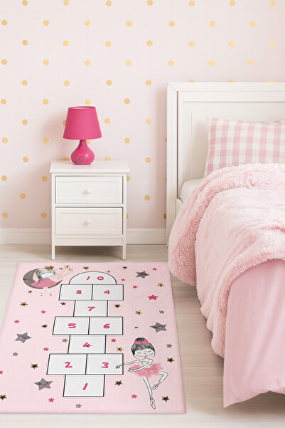 Bebişim Halı Pembe Seksekli Çocuk Odası Oyun Halısı Bi130