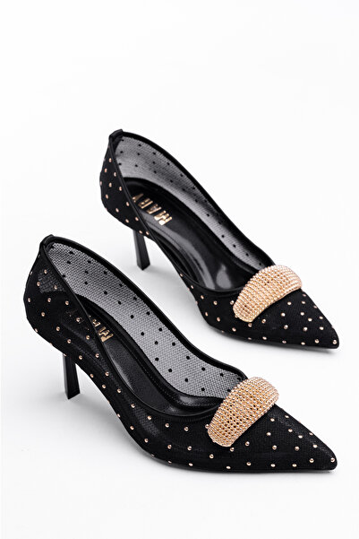 Tasarım Дамски обувки от лачена кожа на висок ток с катарама отпред