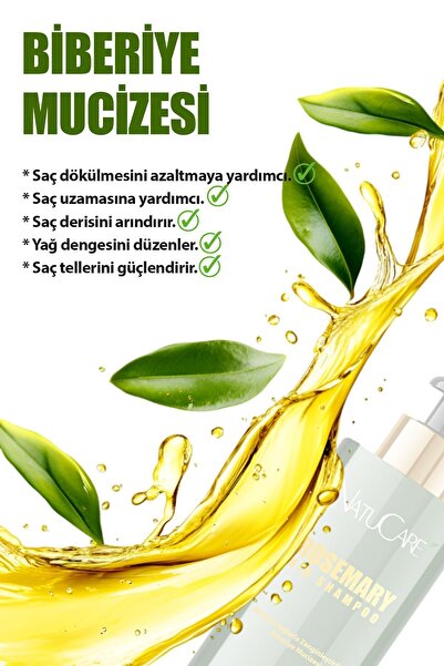 NatuCare Mucizevi 2'li Biberiye Şampuan Seti Güçlendirici Arındırıcı Tuzsuz Biberiye Şampuanı 400ml X2