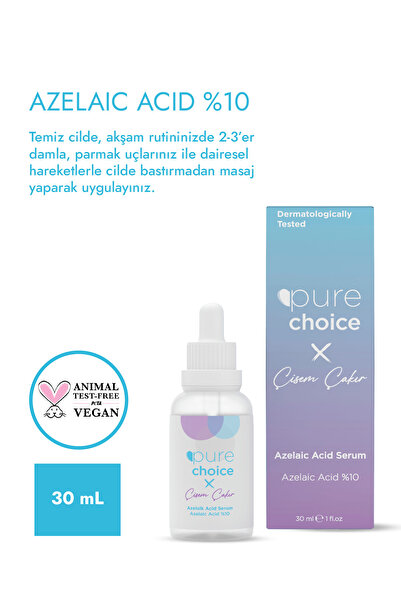 Pure Choice X Çisem Çakır Azelaik Asit %10 Leke ve Akne Karşıtı Bakım Serumu 30 ml