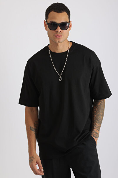 EGHO %100 Pamuk Overfit Erkek Basic T-shirt, Erkek Sade Tişört