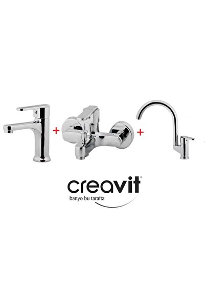 Creavit VEGA LAVABO+EVYE+BANYO BATARYA SETİ VG1840+VG2840+VG8640 5 YIL GARANTİ