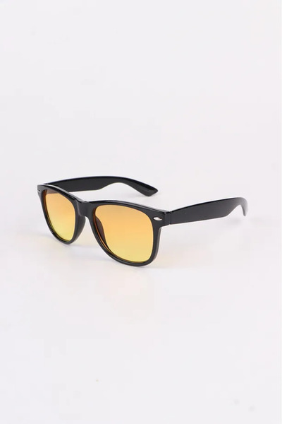 Chunky Frame Hugs Unisex Black Yellow Glass New Season Oval Sunglasses