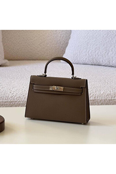 Generic Khaki Women's Handbag and Shoulder Bag with Leather Strap