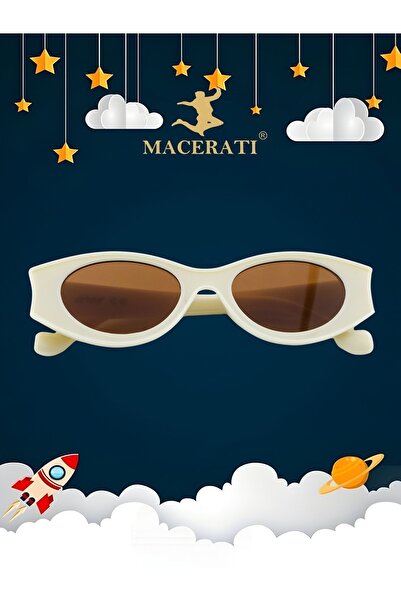 MACERATİ Cateye Unisex Cream Oval Frame Uv400 0-10 Years Children's Sunglasses