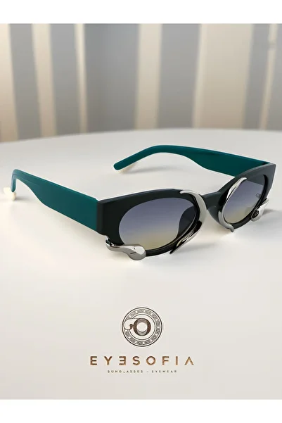 MACERATİ Schlangenmuster Patterned Green Unisex Sunglasses