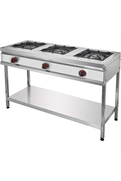 Remta 3'lü Ayaklı Taban Raflı Doğalgazlı Lokanta Ocağı