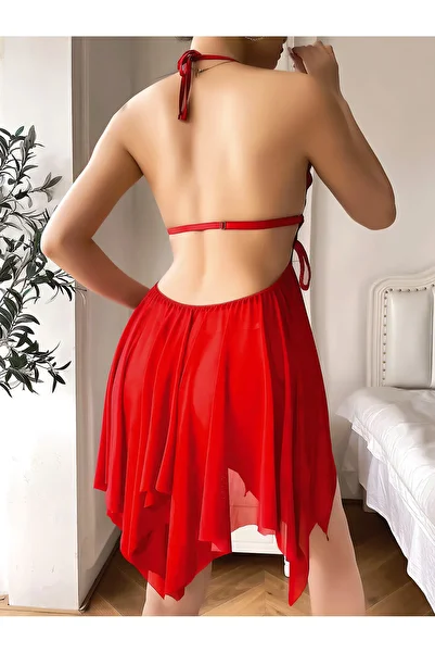 WİYONA Thin Strap Butterfly Detailed Nightgown -3752