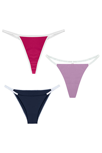 Yohannes Club Жіночий бавовняний стрінговий комплект (бразильський, T-Thong, стрінги) 3 шт.