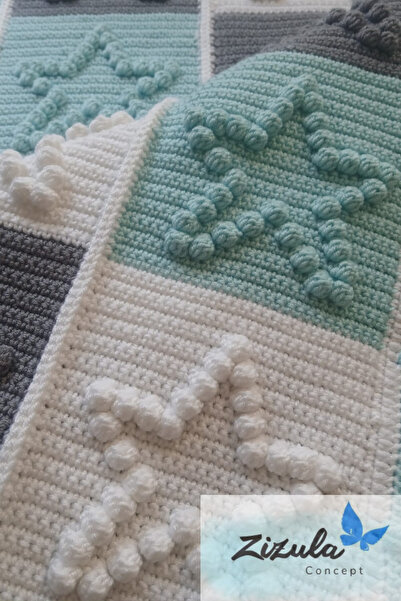 Zizula Concept Alize Baby Best El Örgüsü Popcorn Yıldız Model Bebek Battaniye...