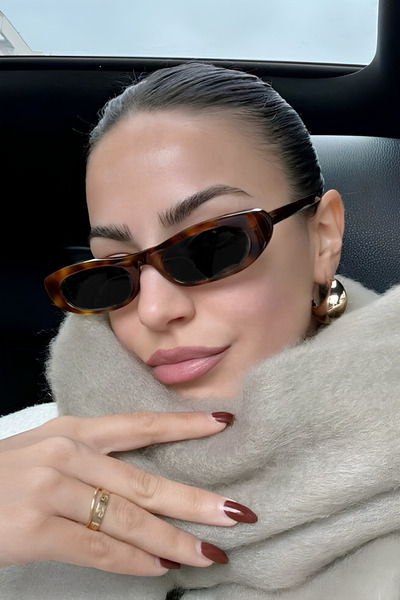 Unisex Leopar Slim Güneş Gözlüğü