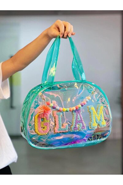 TOYFEST Transparent Turquoise Embroidered Vest Handbag