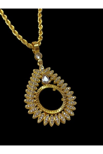 stainless steell Khepri Çeyrek Altın Çerçeveli Kolye (Altın Kaplama)