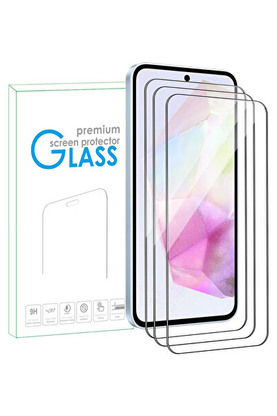 Glazef 3 ADET Samsung Galaxy A54 Uyumlu Ekran Koruyucu Kırılmaz Cam 9H Temper...