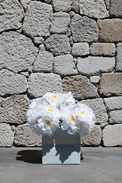 Dekorsende Изкуствен букет от божури, бял, 45 см