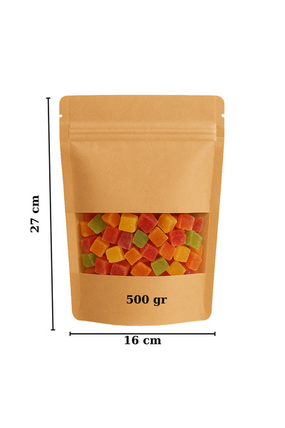 Kraft Pencereli Kilitli Doypack 16x27  50  Adet
