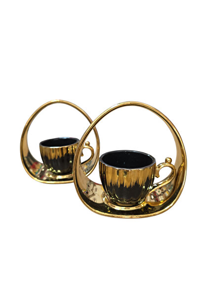 gönül sultan 6 kişilik kahve fincanı takımı , siyah askılı