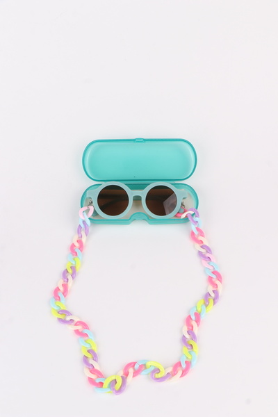 MACERATİ 0-8 Years Old Cool Child Set of 3 Sunglasses, Glasses Case and Glasses Chain